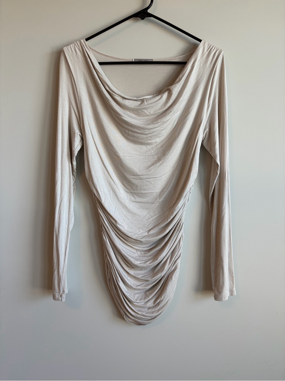 maitai Draped Long-Sleeve Top in Light Beige